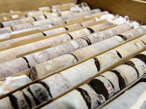Rock core samples at the Geological Survey of Northern Ireland.

Used on the cover of: A Synthesis Center for Paleoenvironmental Records of Extreme Events