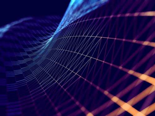 Abstract technology and science background. Mesh or network with lines and geometric shapes