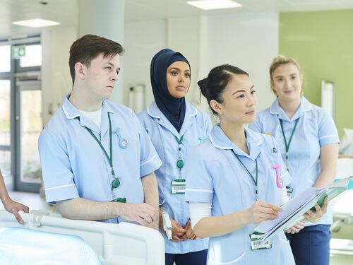 Hospital team take a morning briefing.