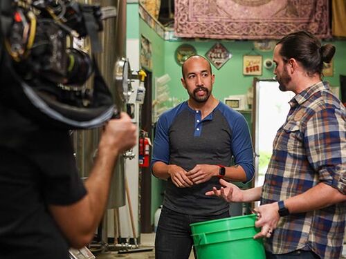 Chemists in the kitchen brewery visit.