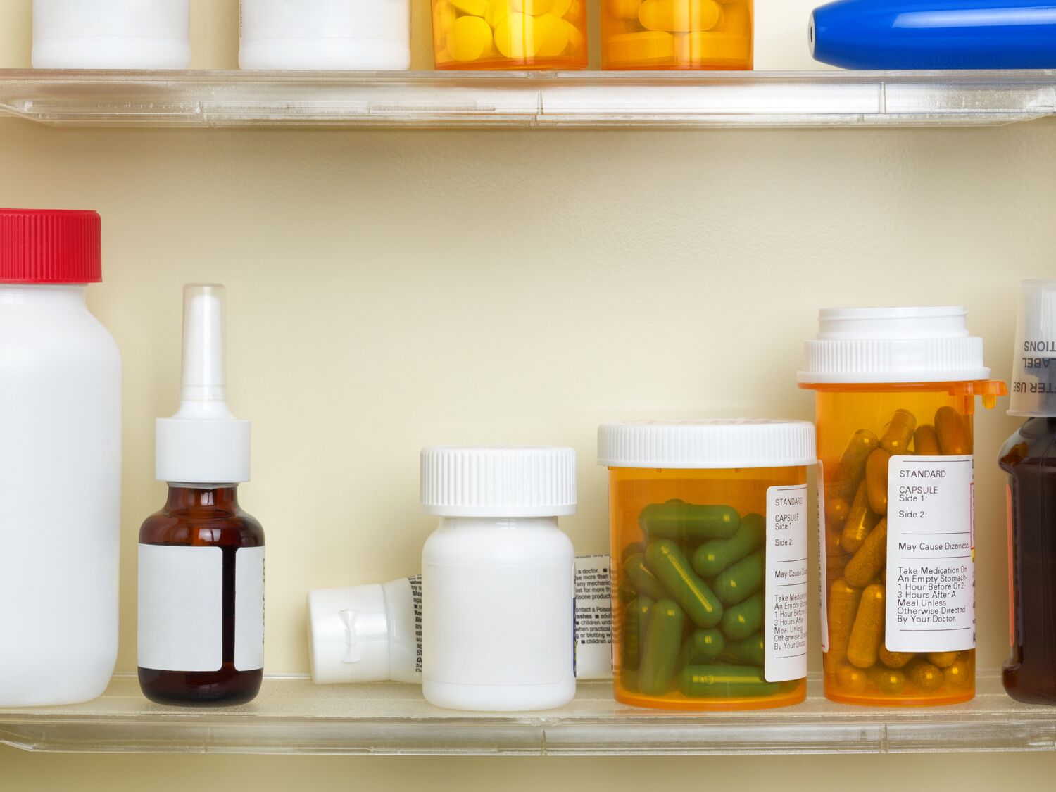 Medications on the Shelves of a Medicine Cabinet