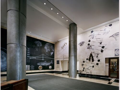 Interior front lobby of the Keck Building
