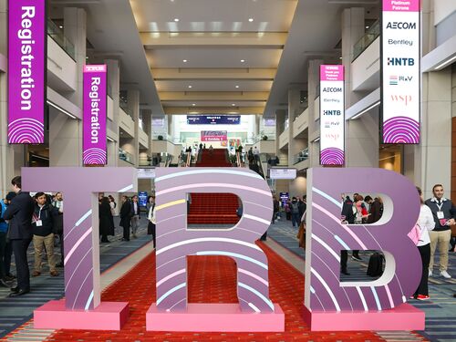 Large TRB letters at the TRB Annual Meeting.