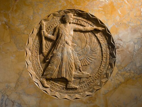 NAS Seal in the Members' Center Room, marble mantel at the NAS Building