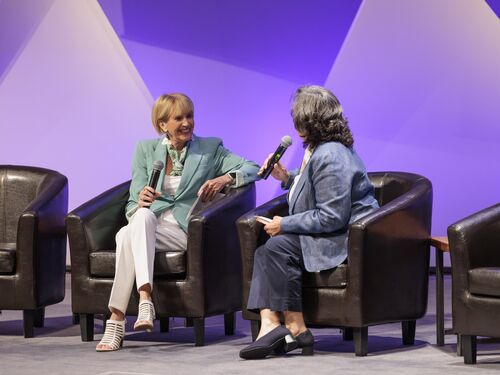 NAS President Marcia McNutt on stage at the 2024 Climate Crossroads Summit.