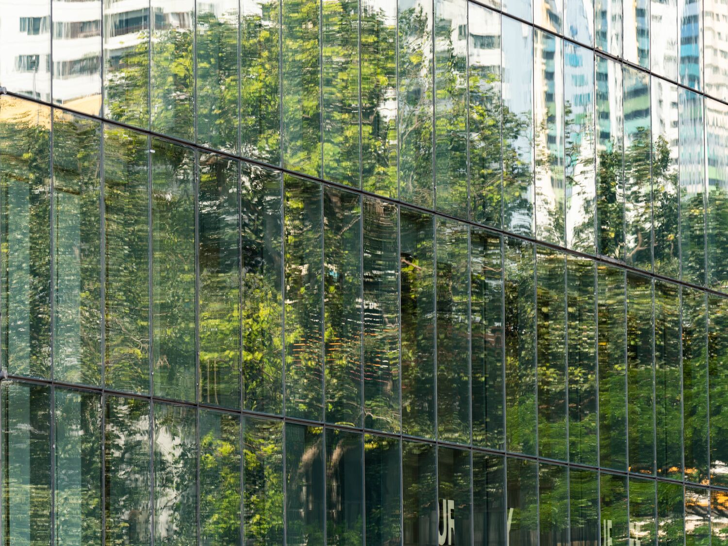 Modern green building with innovative high rise garden.