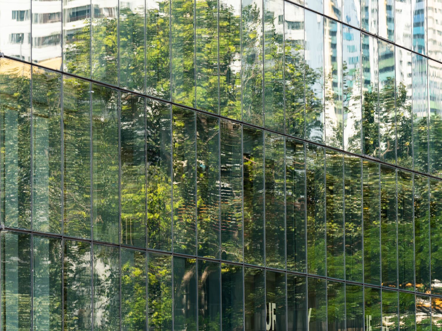 Modern green building with innovative high rise garden