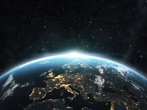 Planet earth from the space at night