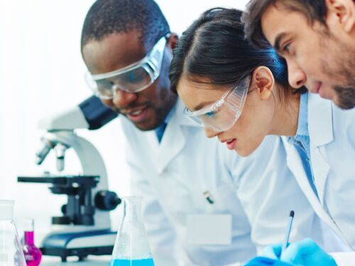 Three  scientists in a lab.