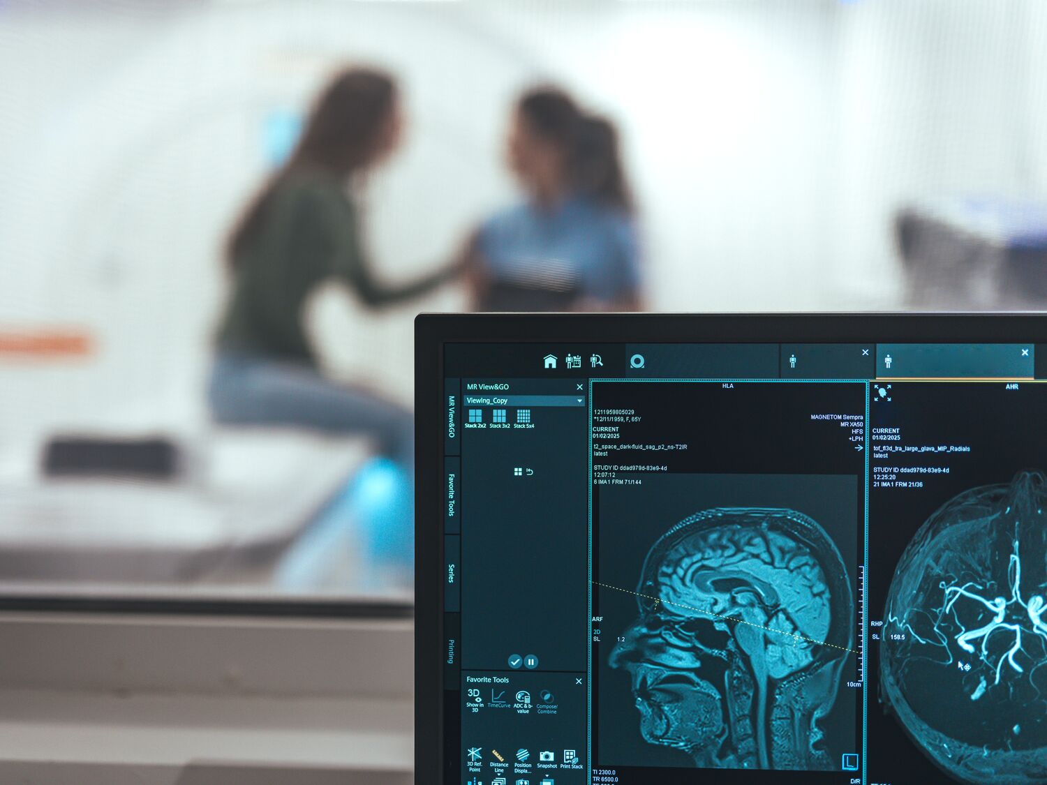 MRI scan an a computer screen in a medical setting