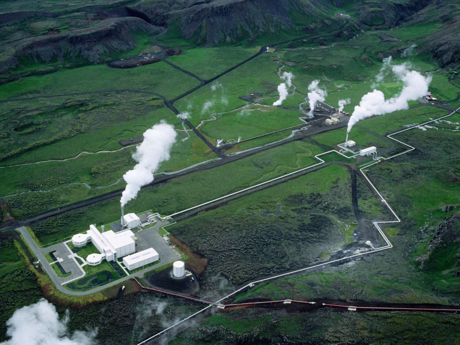 Aerial View of Geothermal Power Plant.