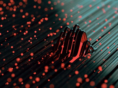 glowing fiber optic strings. suitable for technology, internet and computer themes. 3d illustration.