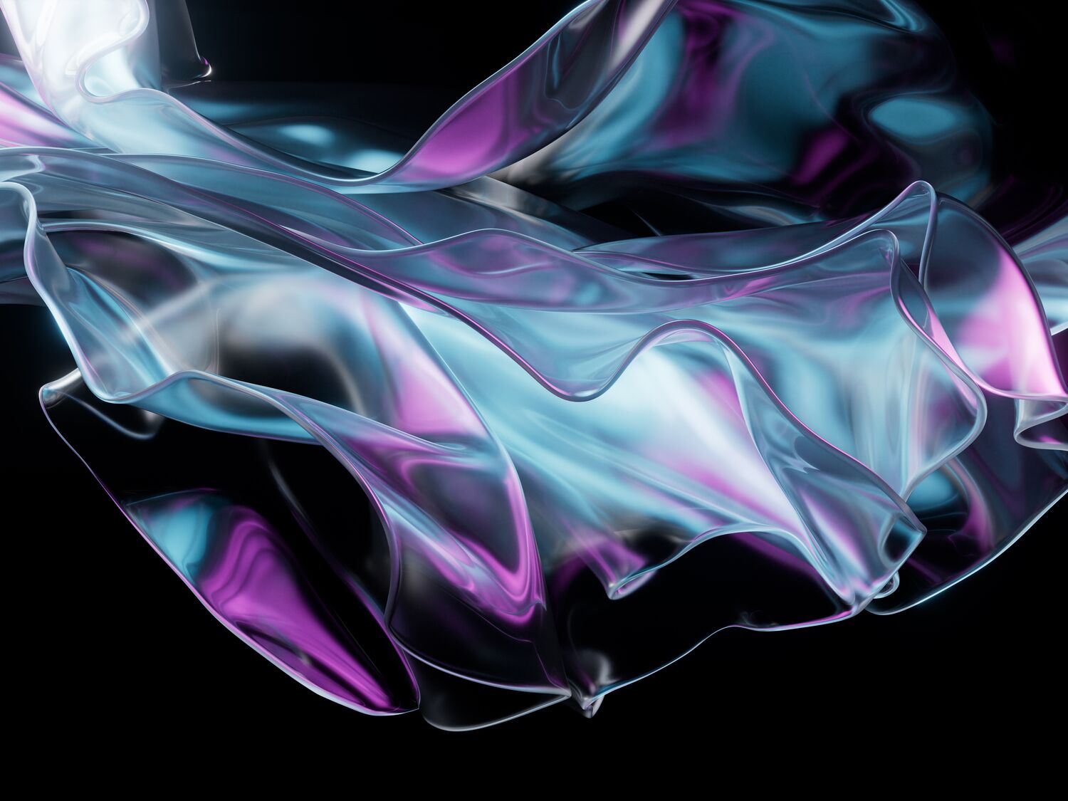 Flowing transparent multilayer cloth background, 3d rendering. 3D illustration.