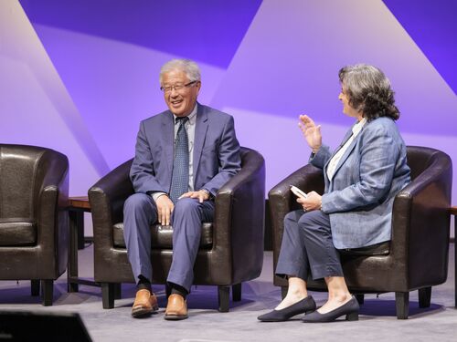 Victor J. Dzau on stage at the 2024 Climate Crossroads Summit.