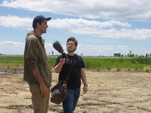 J.D. Allen in the field with NPR (photo by Sabrina Garone/WSHU Public Radio)