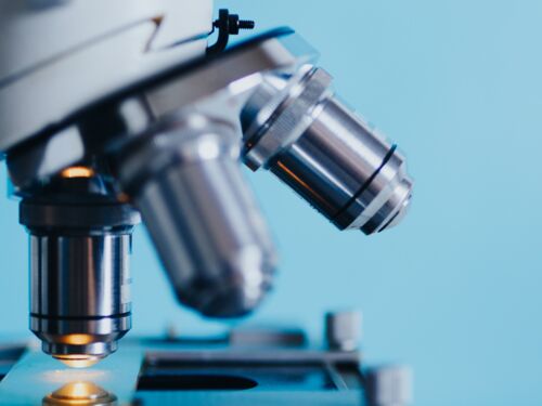 Close up of a microscope.