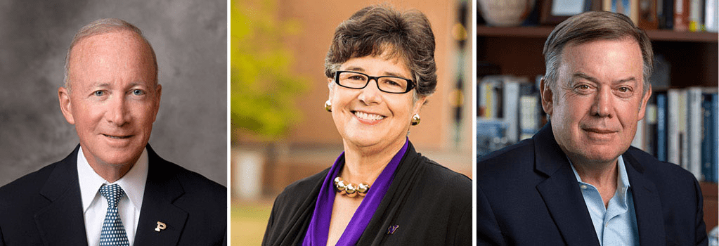 From left to right: Mitchell Daniels Jr., Ana Mari Cauce, and Michael Crow