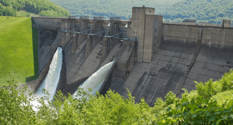 Kinzua Dam outflow below the Allegheny Reservoir.