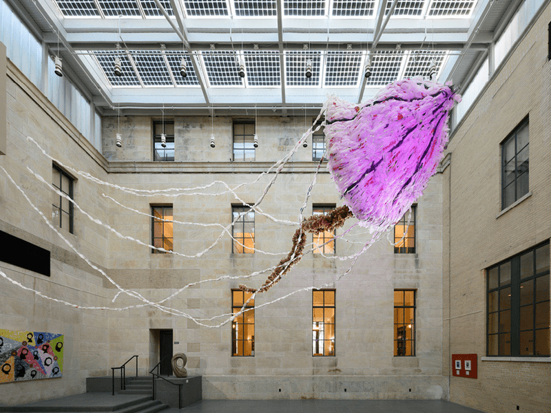 Pictured: Maris Polanco, ETERNAL, 2019, approximately 1,200 plastic bags, 60 feet long, commissioned by the Science Gallery Detroit for their 2019 exhibition, Depth, on loan from the artist.