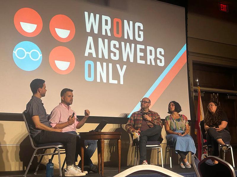 Comedians Negin Farsad, Josh Gondelman, and Alison Leiby join Dr. Gabriel de Olieveira and host Chris Duffy on Wrong Answers Only.