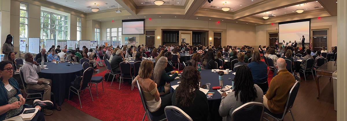 Conference attendees gather at the University of South Alabama for the 2025 Gulf Scholars Program Conference.