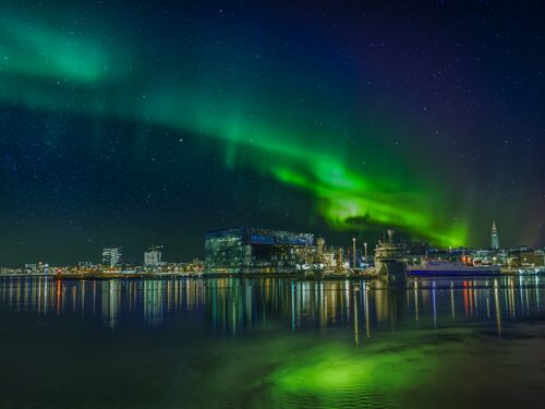Aurora Borealis over Reykjavik, Iceland