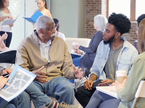 Mixed age group discusses racial issues