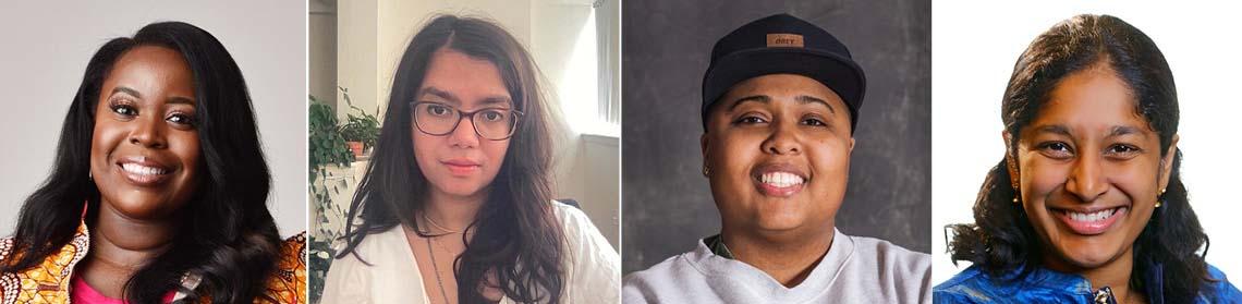 Moderator Baindu Bayon Paicely and panelists Aditi Verma, Tia Lyles-Williams, and Priya Donti